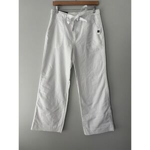 GAP Women's Mid-Rise Wide-Leg Cotton Pull-On‎ Tie White Pants Size 6 NWT